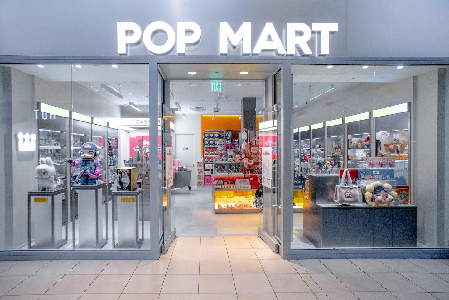 Pop Mart retail store showcasing collectible Labubu toys, limited-edition art figures, and blind box merchandise a hub for emotional branding and viral toy marketing.